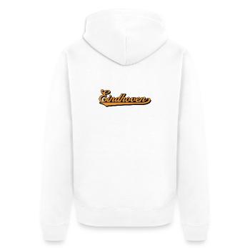Eindhoven Retro Script - Unisex Premium Organic Zip Hoodie - white - Back - Thijin (182cm)