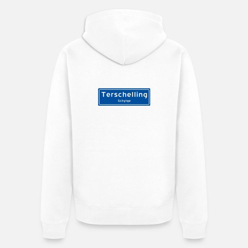 Panneau toponymique Terschelling - Veste à capuche bio Premium Unisexe - blanc
