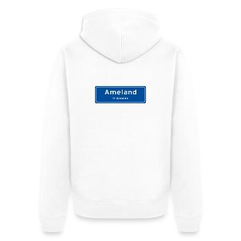 Ameland Ortsschild - Unisex Premium Bio Zip Hoodie - Weiß - Hinten - Thijin (182cm)