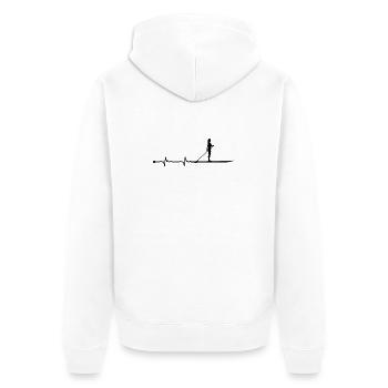 Herzschlag-Paddel - Unisex Premium Bio Zip Hoodie - Weiß - Hinten - Thijin (182cm)