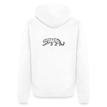 Geometrisches Design des Panthers - Unisex Premium Bio Zip Hoodie - Weiß - Hinten - Thijin (182cm)