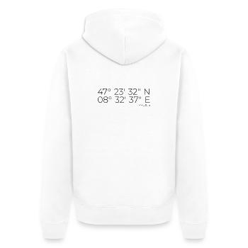 Coordonnées Arrondissement 6 Oberstrass Unterstrass Zurich - Veste à capuche bio Premium Unisexe - blanc - Dos - Thijin (182cm)