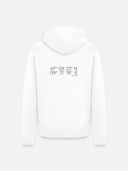 Coordonnées Vaduz Liechtenstein - Veste à capuche bio Premium Unisexe - blanc