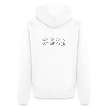 Koordinaten Muttenz Schweiz - Unisex Premium Bio Zip Hoodie - Weiß - Hinten - Thijin (182cm)