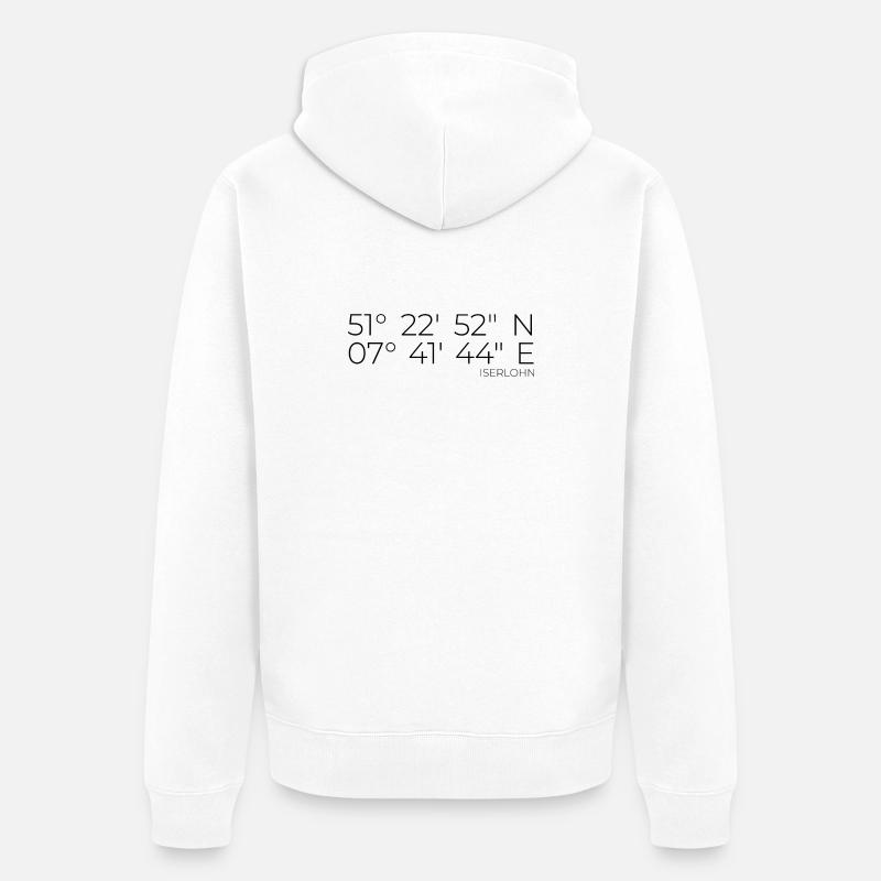 Koordinaten Iserlohn - Unisex Premium Bio Zip Hoodie - Weiß