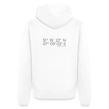 Koordinaten Wuppertal - Unisex Premium Bio Zip Hoodie - Weiß - Hinten - Thijin (182cm)