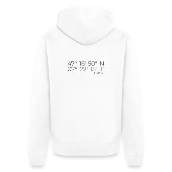 Koordinaten Moutier Schweiz - Unisex Premium Bio Zip Hoodie - Weiß - Hinten - Thijin (182cm)