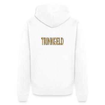 Trinkgeld Service Dienstleistung - GELD - Unisex Premium Bio Zip Hoodie - Weiß - Hinten - Thijin (182cm)