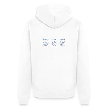 Schere Stein Papier Spiel Handspiel Silhouette - Unisex Premium Bio Zip Hoodie - Weiß - Hinten - Thijin (182cm)