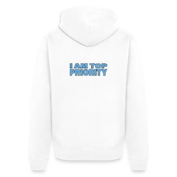 TOP PRIORITY - Unisex Premium Bio Zip Hoodie - Weiß - Hinten - Thijin (182cm)