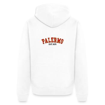 Palermo Est.1975 - Unisex Premium Bio Zip Hoodie - Weiß - Hinten - Thijin (182cm)