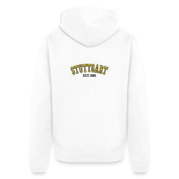 Stuttgart Fondé en 1985 - Veste à capuche bio Premium Unisexe - blanc - Dos - Thijin (182cm)