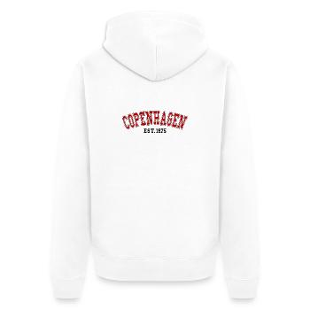 Copenhagen Est. 1975 - Unisex Premium Organic Zip Hoodie - white - Back - Thijin (182cm)