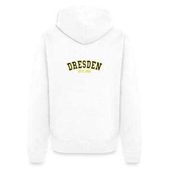 Dresden Est. 1985 - Unisex Premium Organic Zip Hoodie - white - Back - Thijin (182cm)