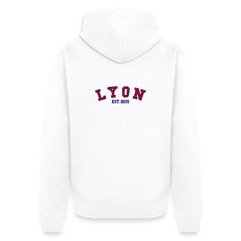 Lyon Est. 2005 - Unisex Premium Bio Zip Hoodie - Weiß - Hinten - Thijin (182cm)