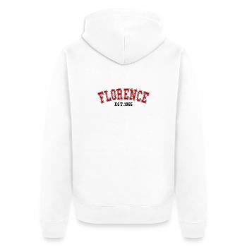 Florenz Est. 1965 - Unisex Premium Bio Zip Hoodie - Weiß - Hinten - Thijin (182cm)