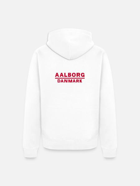 Aalborg Denmark Red Text Design - Unisex Premium Organic Zip Hoodie - white
