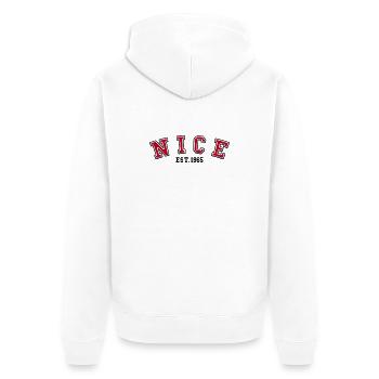 Nice Est. 1965 - Unisex Premium Organic Zip Hoodie - white - Back - Thijin (182cm)