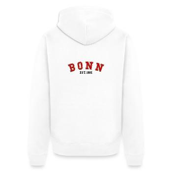 Bonn Est. 1985 - Unisex Premium Organic Zip Hoodie - white - Back - Thijin (182cm)