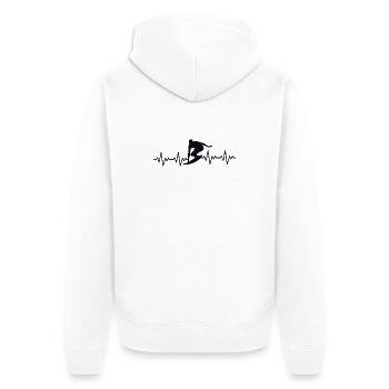 Surfer Surfen EKG Herzschlag - Unisex Premium Bio Zip Hoodie - Weiß - Hinten - Thijin (182cm)