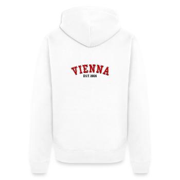 Fondée de Vienne en 2006 - Veste à capuche bio Premium Unisexe - blanc - Dos - Thijin (182cm)