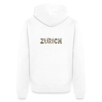 Typographie de l’architecture de Zurich - Veste à capuche bio Premium Unisexe - blanc - Dos - Thijin (182cm)