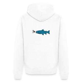 Vecteur de morsure de la truite à la mouche - Veste à capuche bio Premium Unisexe - blanc - Dos - Thijin (182cm)