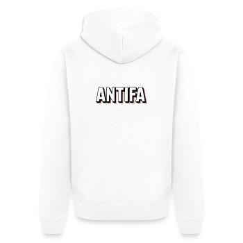 Antifa - Produits dérivés antifascistes - Veste à capuche bio Premium Unisexe - blanc - Dos - Thijin (182cm)