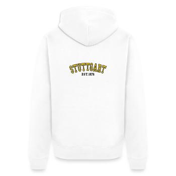 Stuttgart Fondée en 1976 - Veste à capuche bio Premium Unisexe - blanc - Dos - Thijin (182cm)