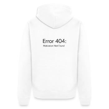 404 - Motivation non trouvée Design minimal de T-shirt - Veste à capuche bio Premium Unisexe - blanc - Dos - Thijin (182cm)