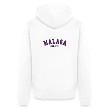 Malaga Fondée en 1986 - Veste à capuche bio Premium Unisexe - blanc - Dos - Thijin (182cm)