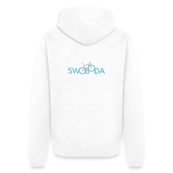 SWOBODA - Unisex Premium Bio Zip Hoodie - Weiß - Hinten - Thijin (182cm)