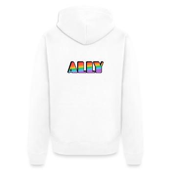 Ally Rainbow Letters - Unisex Premium Bio Zip Hoodie - Weiß - Hinten - Thijin (182cm)