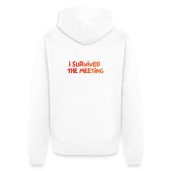 i survived the meeting - Unisex Premium Organic Zip Hoodie - white - Back - Thijin (182cm)