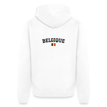 Belgien Flagge Design Schwarz - Unisex Premium Bio Zip Hoodie - Weiß - Hinten - Thijin (182cm)