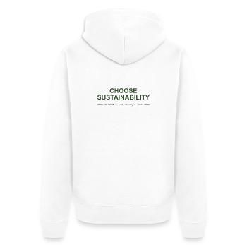 Choose Sustainability - Unisex Premium Organic Zip Hoodie - white - Back - Thijin (182cm)