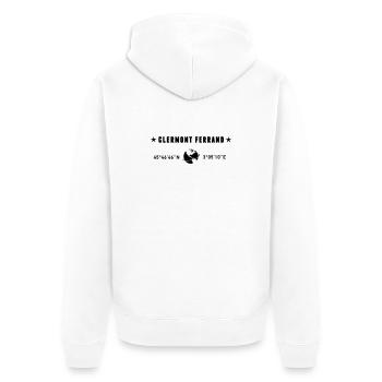 Clermont Ferrand France Coordonnées Globe - Veste à capuche bio Premium Unisexe - blanc - Dos - Thijin (182cm)