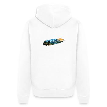 Motif of a mountain biker in the mountains - Unisex Premium Organic Zip Hoodie - white - Back - Thijin (182cm)
