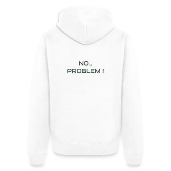 Kein Problem! Die Einstellungsstimmung - Unisex Premium Bio Zip Hoodie - Weiß - Hinten - Thijin (182cm)