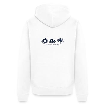LostinParadise - Unisex Premium Bio Zip Hoodie - Weiß - Hinten - Thijin (182cm)
