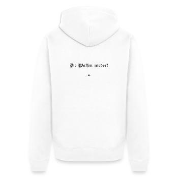 Bertha von Suttner - Die Waffen nieder! - Unisex Premium Bio Zip Hoodie - Weiß - Hinten - Thijin (182cm)
