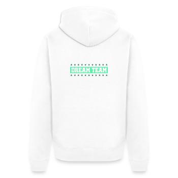 DREAM TEAM Retro Neon Typography - Unisex Premium Bio Zip Hoodie - Weiß - Hinten - Thijin (182cm)