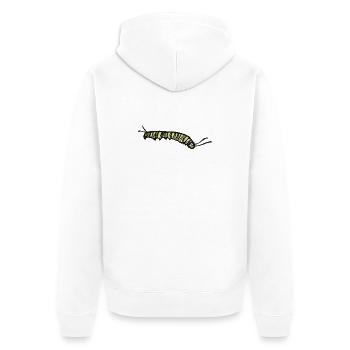 Gestreifte gelbe Raupe - Unisex Premium Bio Zip Hoodie - Weiß - Hinten - Thijin (182cm)