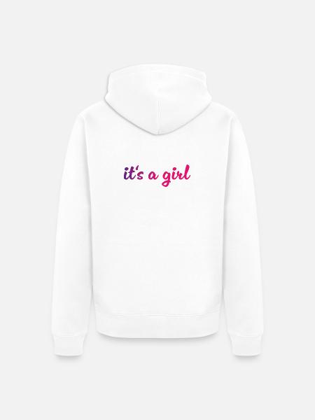 Its a Girl Gradient Script - Unisex Premium Bio Zip Hoodie - Weiß