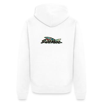Surf More – Wind Classic - Unisex Premium Bio Zip Hoodie - Weiß - Hinten - Thijin (182cm)