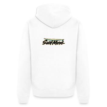 Surf More – Noserider Classic - Unisex Premium Bio Zip Hoodie - Weiß - Hinten - Thijin (182cm)