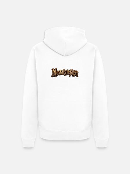 Nostalgiejäger Retro Metallschrift - Unisex Premium Bio Zip Hoodie - Weiß
