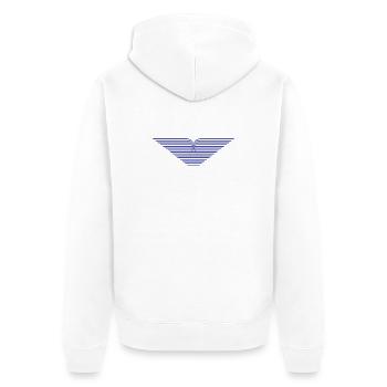 Blaues Strahlen-V Design - Unisex Premium Bio Zip Hoodie - Weiß - Hinten - Thijin (182cm)