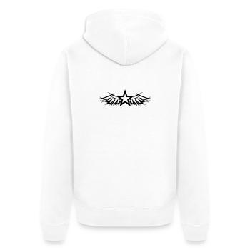 Design fehlt – bitte hochladen - Unisex Premium Bio Zip Hoodie - Weiß - Hinten - Thijin (182cm)