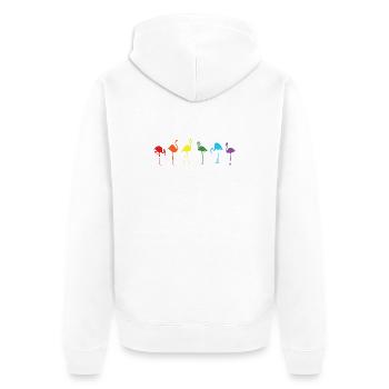Colorful flamingo silhouettes in rainbow colors - Unisex Premium Organic Zip Hoodie - white - Back - Thijin (182cm)